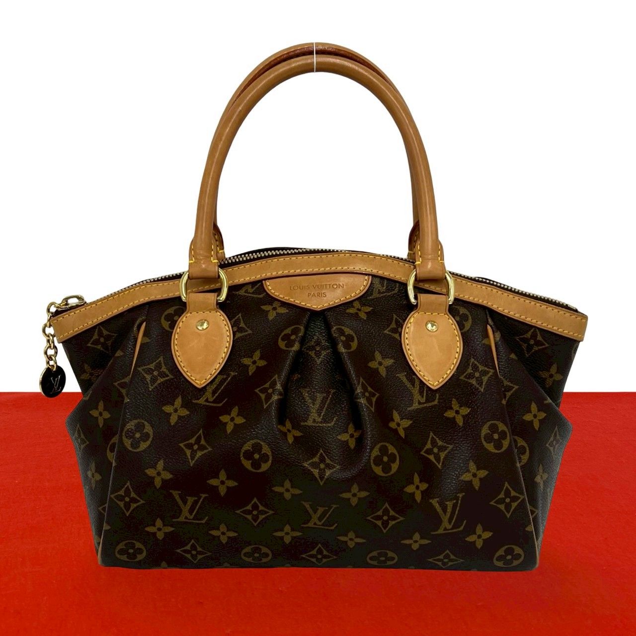 極 美品 LOUIS VUITTON ルイヴィトン ティヴォリ PM モノグラム 本革 ハンドバッグ ミニ ボストンバッグ トートバッグ ブラウン 19763