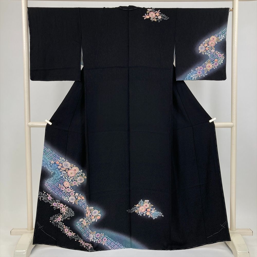 たんす屋 TANSU-YA 着物 リユース着物 訪問着 黒 フォーマル セミフォーマル 辻が花 袷 絹 洗い済 【身丈】159.5cm【裄丈】67.5cm 7650004255338 42,900円