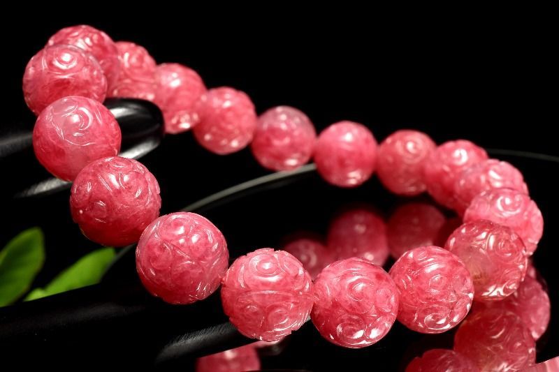 【１点物】高発色に宿る繊細美 ロードナイトシリカ　10.5mm　マニ車 ブレスレット パワーストーン 天然石 _MD1423