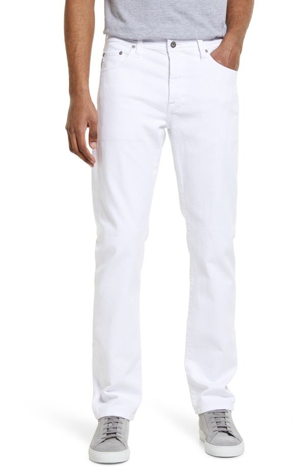 エージー メンズ ボトムス デニムパンツ ストレート ジーンズ AG Everett Slim Straight Leg Jeans White ホワイト