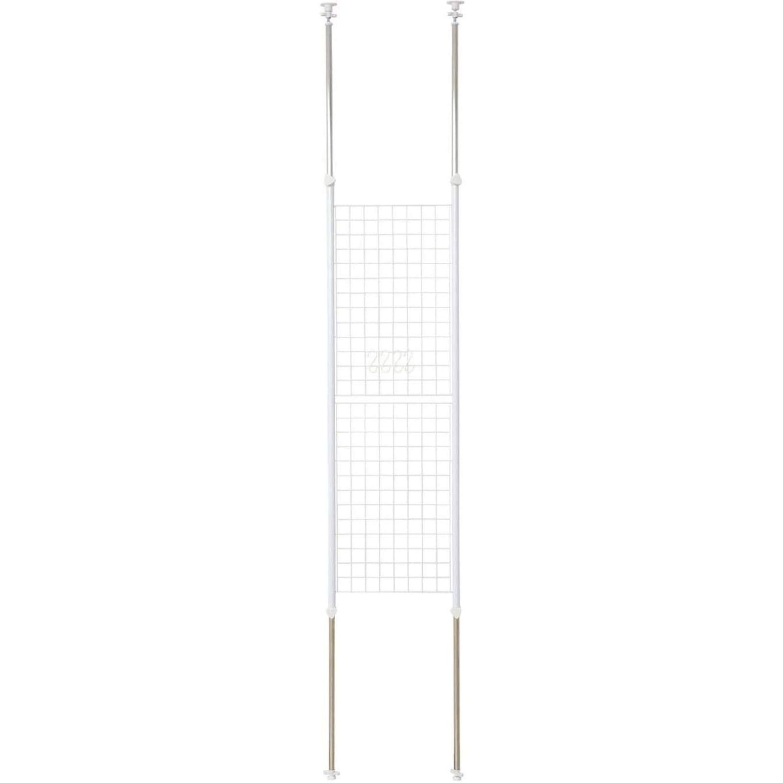 山善(YAMAZEN) 突っ張り パーテーション (ワイヤータイプ) 幅45×奥行5×高さ166.5-295.5cm (フック4個付き) 壁掛け 収納 壁面収納 天井 間仕切り 組立品 ホワイト SP-45(W)t 4e0749ca
