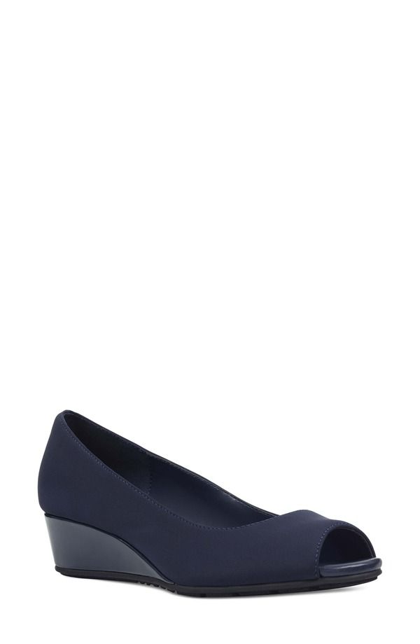 バンドリーノ レディース シューズ ヒール Bandolino Peep Toe Wedge Pump Navy Fb ネイビー