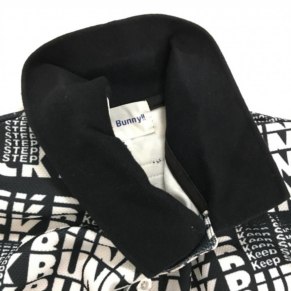 ジャックバニー 半袖ポロシャツ 黒×白 ロゴ総柄 メンズ 6(XL) ゴルフ