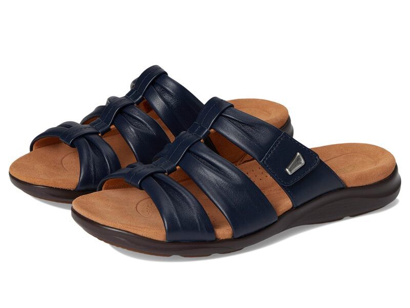 クラークス レディース シューズ サンダル Clarks Kitly Slide Navy Leather ネイビー