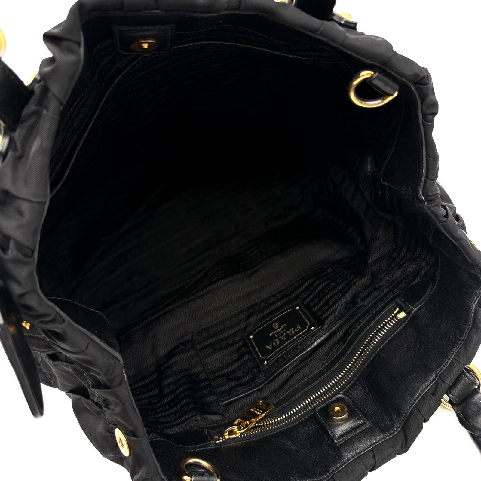 極美品 プラダ PRADA 2way トートバッグ ショルダーバッグ ギャザー 