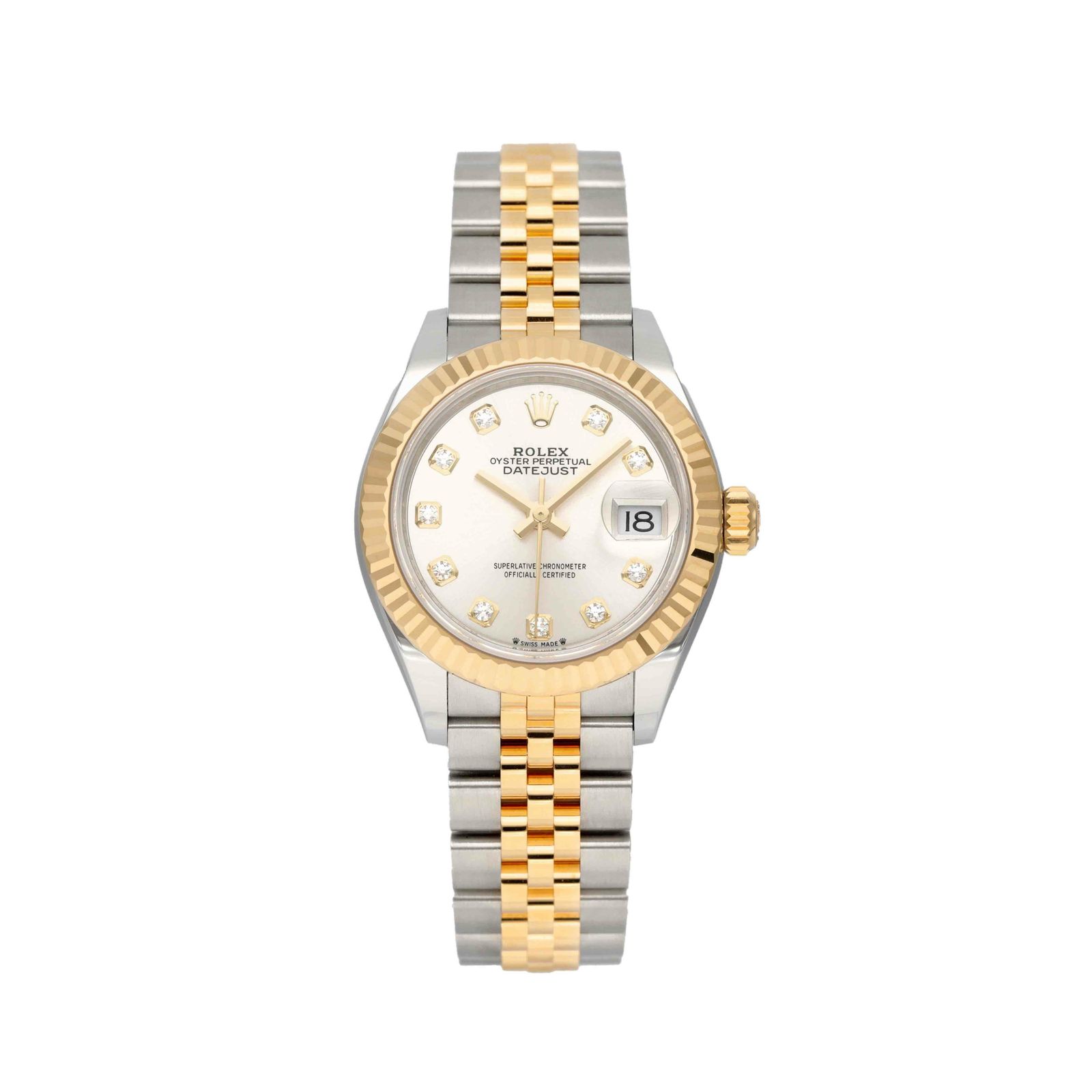 【新品】 ロレックス 時計 レディ デイトジャスト 28 インデックス ダイヤ 279173G シルバー文字盤 自動巻き ROLEX レディース