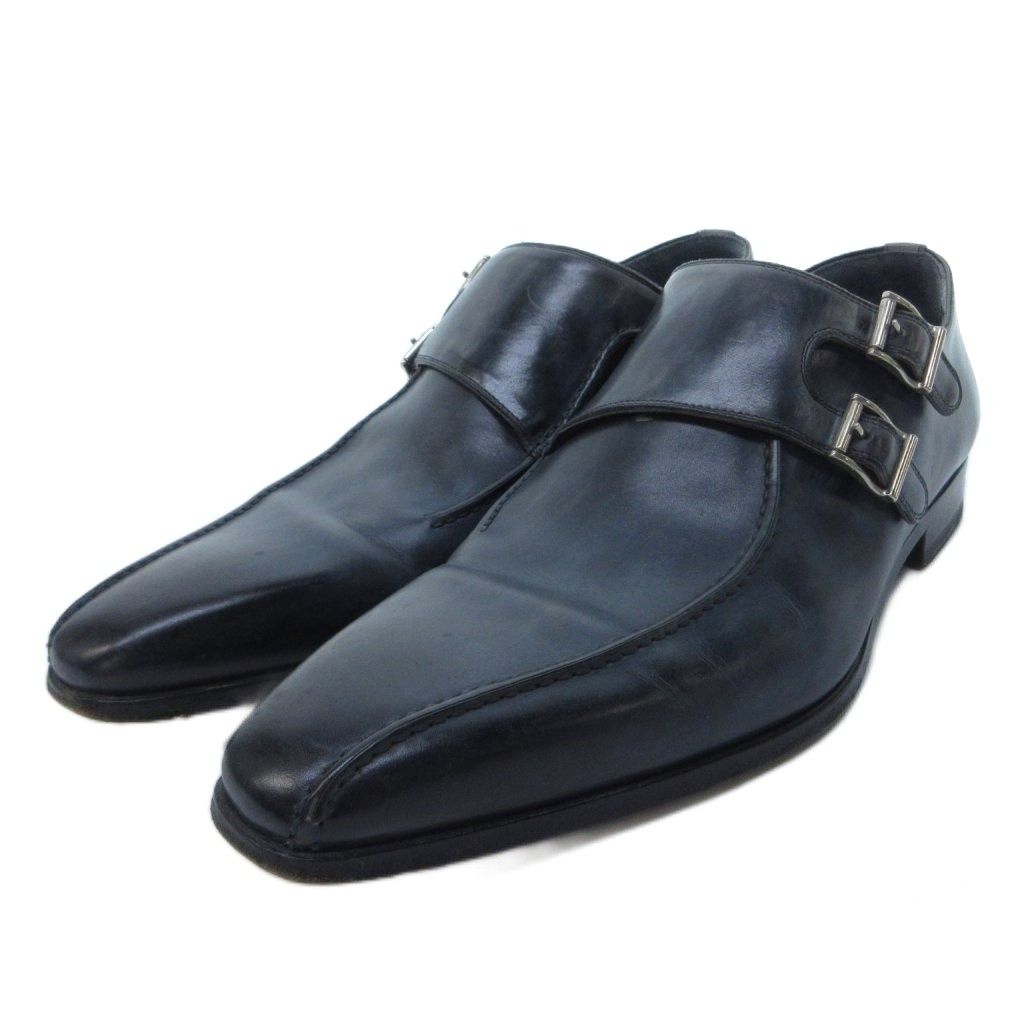 マグナーニ MAGNANNI ビジネスシューズ ダブルモンク レースレス スクエアトゥ 黒 ブラック 43 /HW