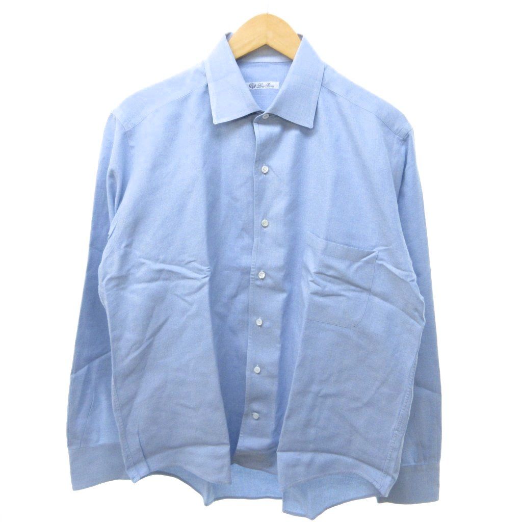 ロロピアーナ Loro Piana シャツ 長袖 レギュラーカラー 無地 水色 /HW