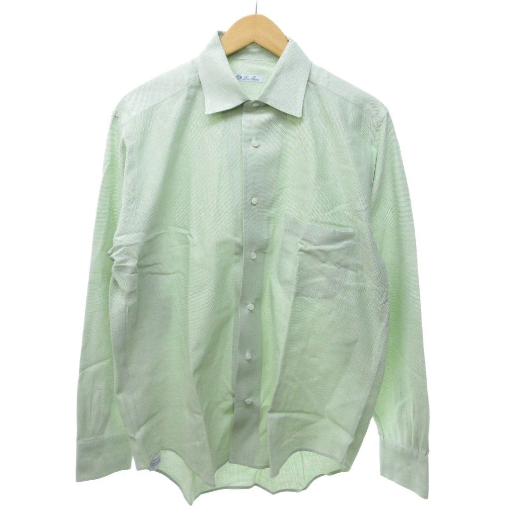 ロロピアーナ Loro Piana シャツ 長袖 レギュラーカラー ピンヘッド 黄緑 /HW