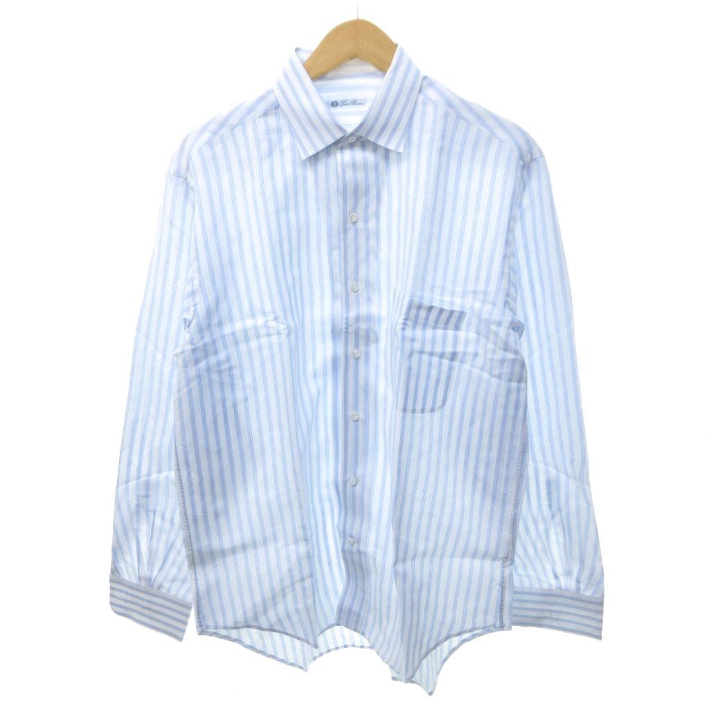 ロロピアーナ Loro Piana シャツ 長袖 ストライプ レギュラーカラー 水色 /HW