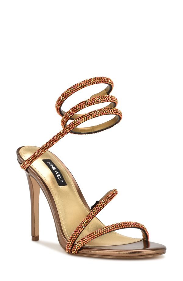 ナインウェスト レディース シューズ ヒール サンダル アンクル Nine West Maskill Rhinestone Ankle Wrap Sandal Gold 710 ゴールド