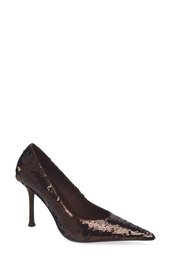 ジェフリー キャンベル レディース シューズ ヒール スパンコール Jeffrey Campbell Risk Sequin Pointed Toe Pump Brown ブラウン