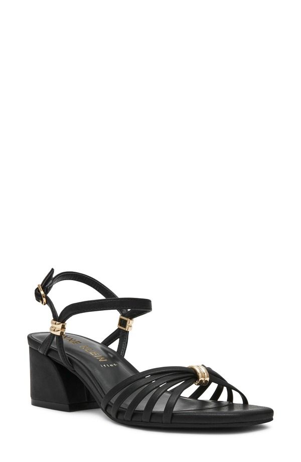 アンクライン レディース シューズ ヒール サンダル アンクル Anne Klein Mikaylankle Strap Sandal Black Pu ブラック