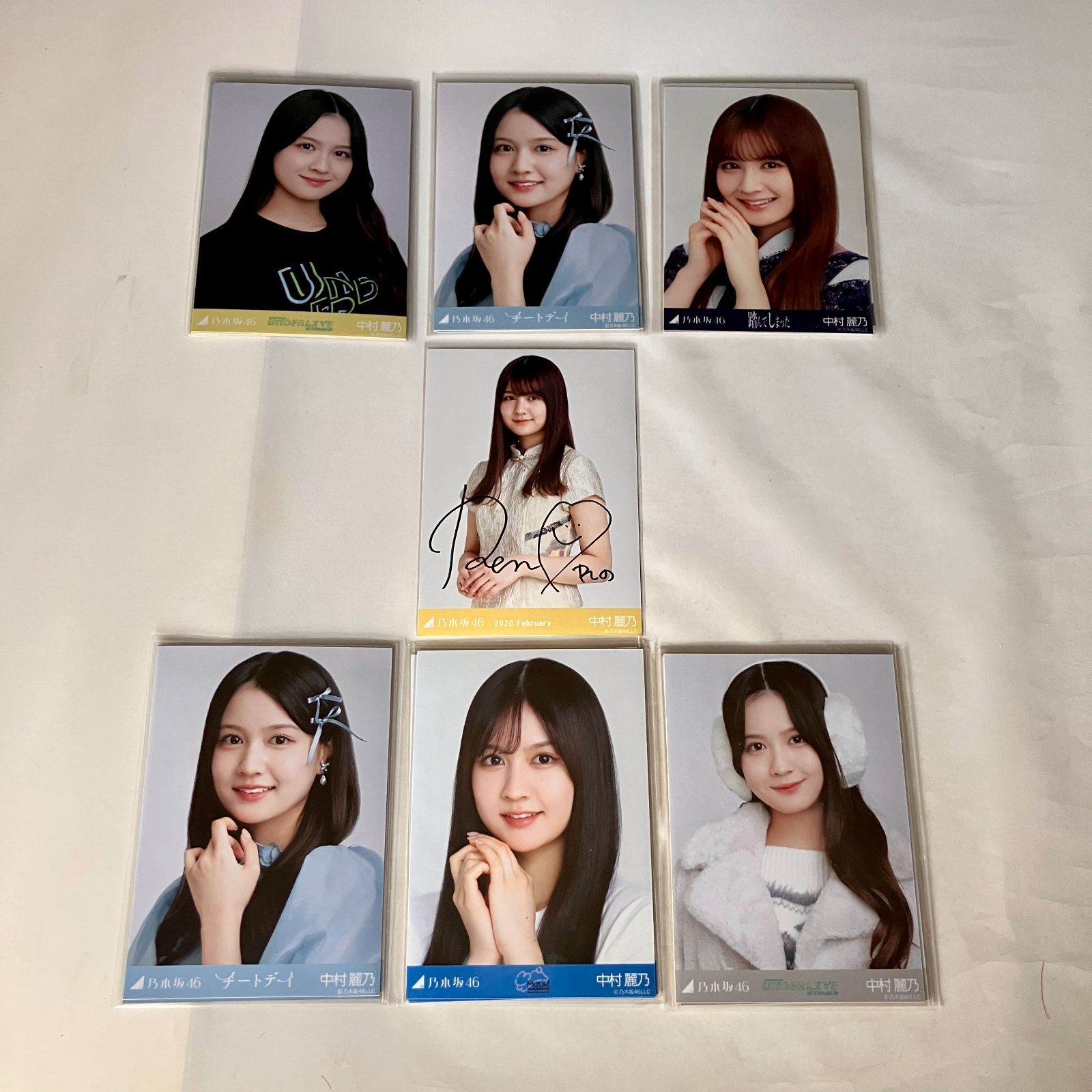 乃木坂46 中村麗乃 生写真 サイン入り コンプ 7セット NL6230P f115