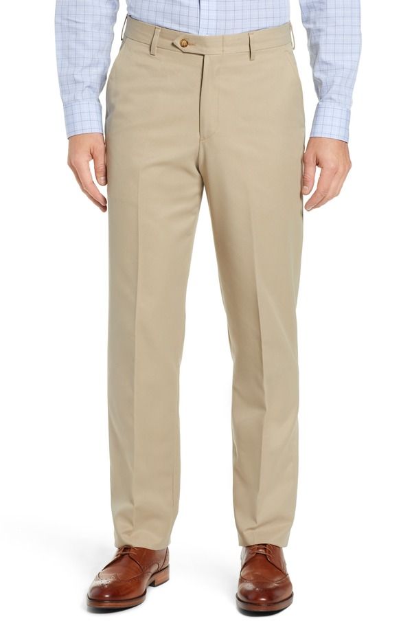 ベール メンズ ボトムス カジュアルパンツ Berle Classic Fit Flat Front Microfiber Performance Trousers Tan タン
