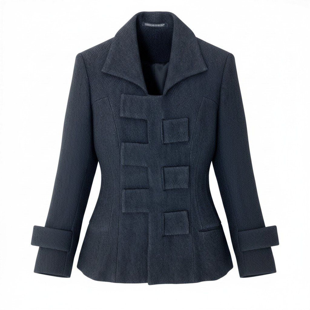 Af25 Yohji Yamamoto femme ヨウジヤマモト スナップボタン 中綿ジャケット ウールシルクブレンド FE-J05-149 ブラック レディースo07t