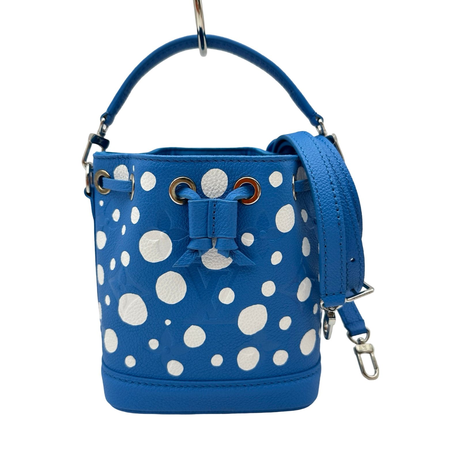 ルイ・ヴィトン LOUIS VUITTON ナノ・ノエ 草間彌生 M81985 ブルー モノグラム・アンプラント レディース ハンドバッグ