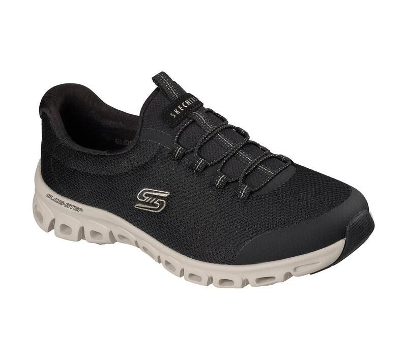 スケッチャーズ レディース シューズ スニーカー Skechers GlideStep Glistened Womens Flexible Comfort Sneakers Black Natural