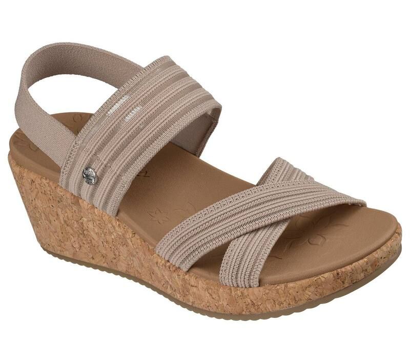 スケッチャーズ レディース シューズ サンダル Skechers Arch Fit Beverlee 20 Womens Wedge SlipOn Sandals Taupe トープ