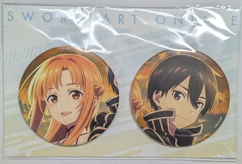 SAO ソードアート・オンライン キリト アスナ 缶バッジ キリト アスナ ソードアート・オンライン ゲームクリア記念商品 ビッグ