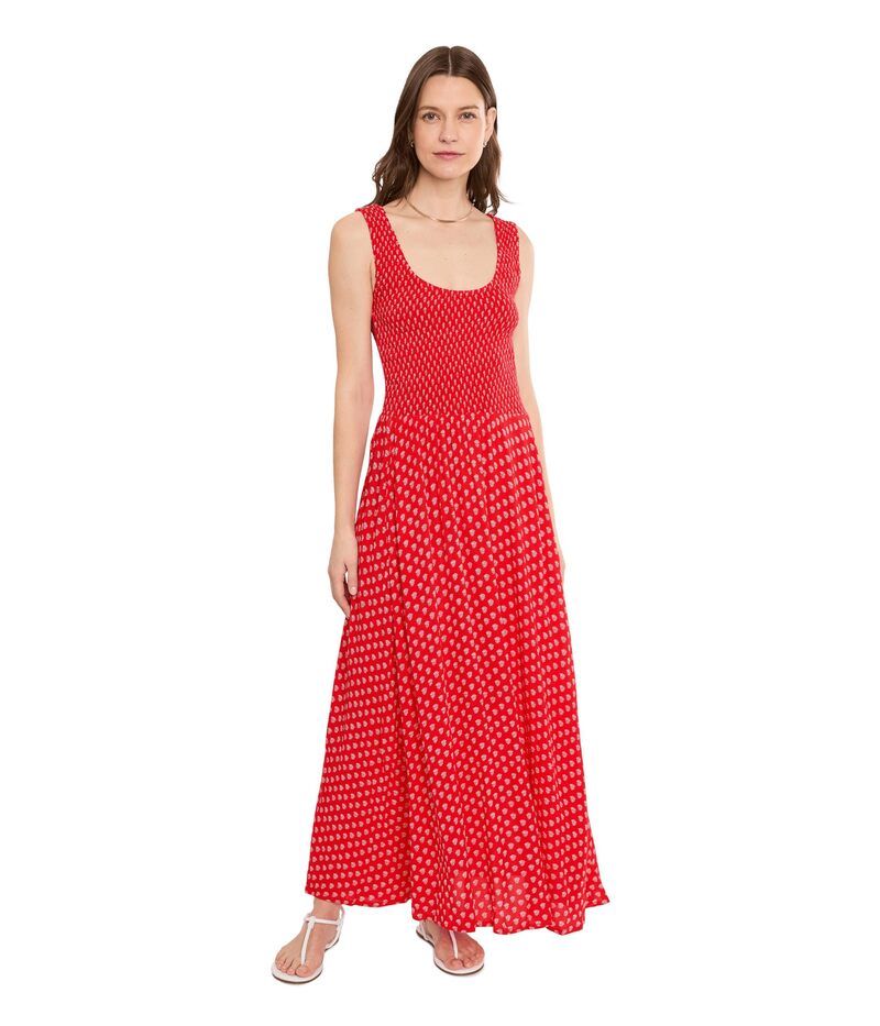 ファレティ レディース トップス ワンピース シャーリング Faherty Sophia Smockedress Red Lotus Flora レッド