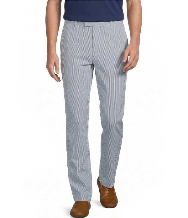 ダニエル クレミュ メンズ ボトムス カジュアルパンツ Cremieux Blue Label Flat Front CMX Stripe Seersucker Pants Blue ブルー