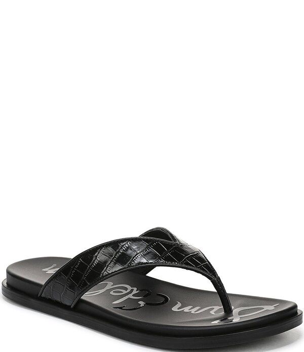 サムエデルマン レディース シューズ サンダル レザー Sam Edelman Lila Leather Croco Pint Flip Flops Black ブラック