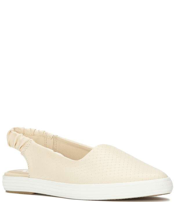ケッズ レディース シューズ パンプス レザー Keds Point Leather Slingback Slip On Flats Parchment
