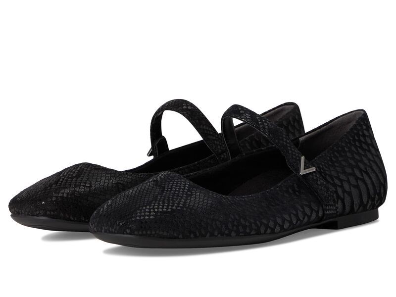 バイオニック レディース シューズ サンダル VIONIC Alameda Mary Janes Black Snake Suede ブラック