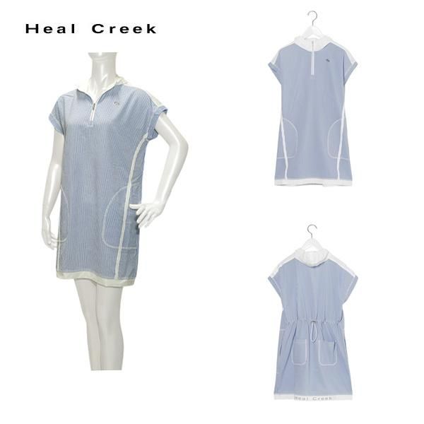 ヒールクリーク Heal Creek レディース 春夏 吸水速乾 ドットエアーサッカー生地 ストレッチワンピース サイズ40(M) 002-68640-hc