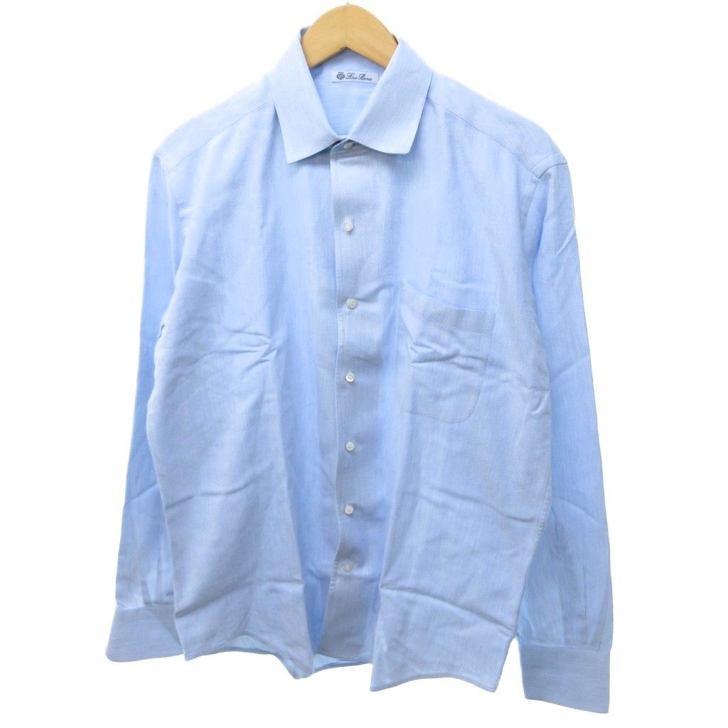 ロロピアーナ Loro Piana シャツ 長袖 レギュラーカラー 無地 水色 /HW