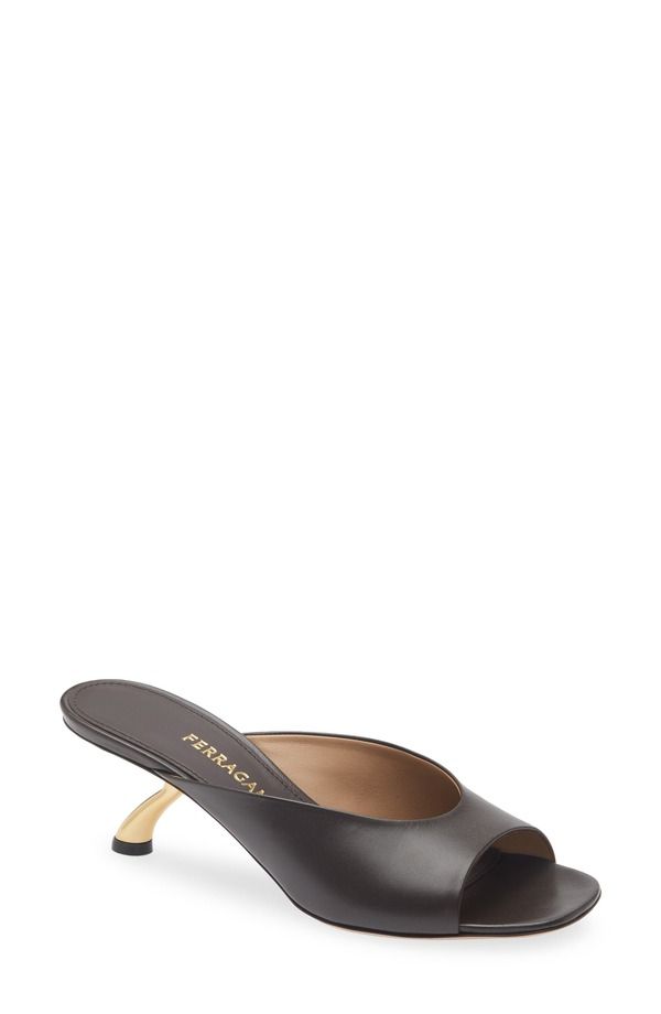 フェラガモ レディース シューズ サンダル ヒール FERRAGAMO Igea SShaped Kitten Heel Sandal Brown ブラウン