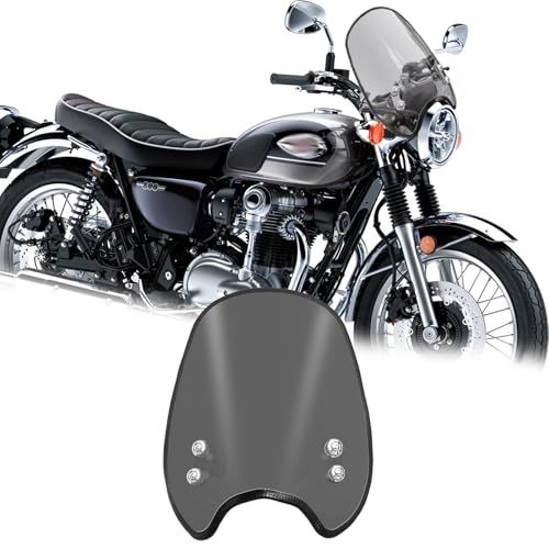 For W800 ABS W800SE W800 カフェ Cafe 2025 バイク用 風防エアフェアリング、フロントウィンドデフレクター、ハンドルバーウィンドシールド、高さ調整式計器サンバイザー w800 abs cafe 2022-202 00cf54af