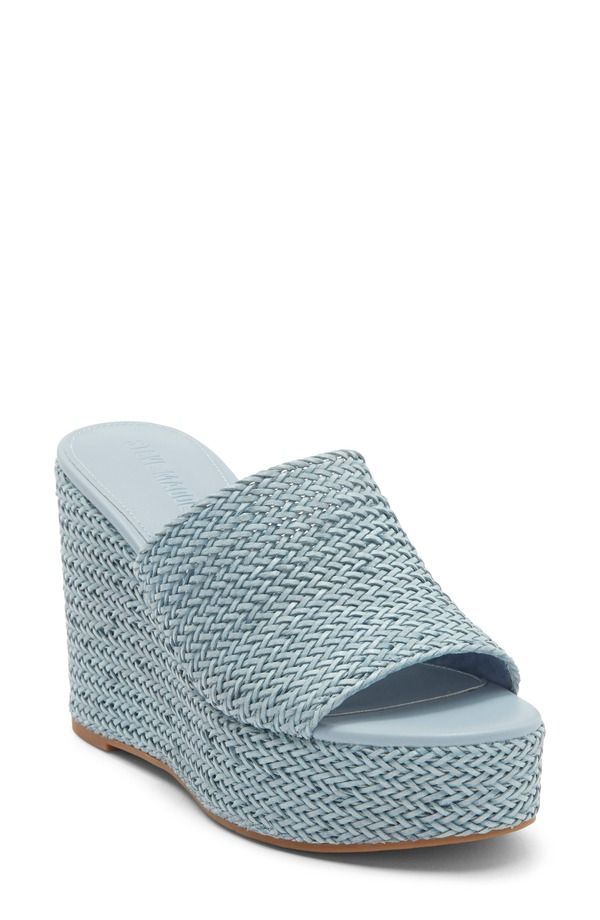 スティーブ マデン レディース シューズ サンダル プラットフォーム Steve Madden Cassi Platform Wedge Slide Sandal Blue ブルー