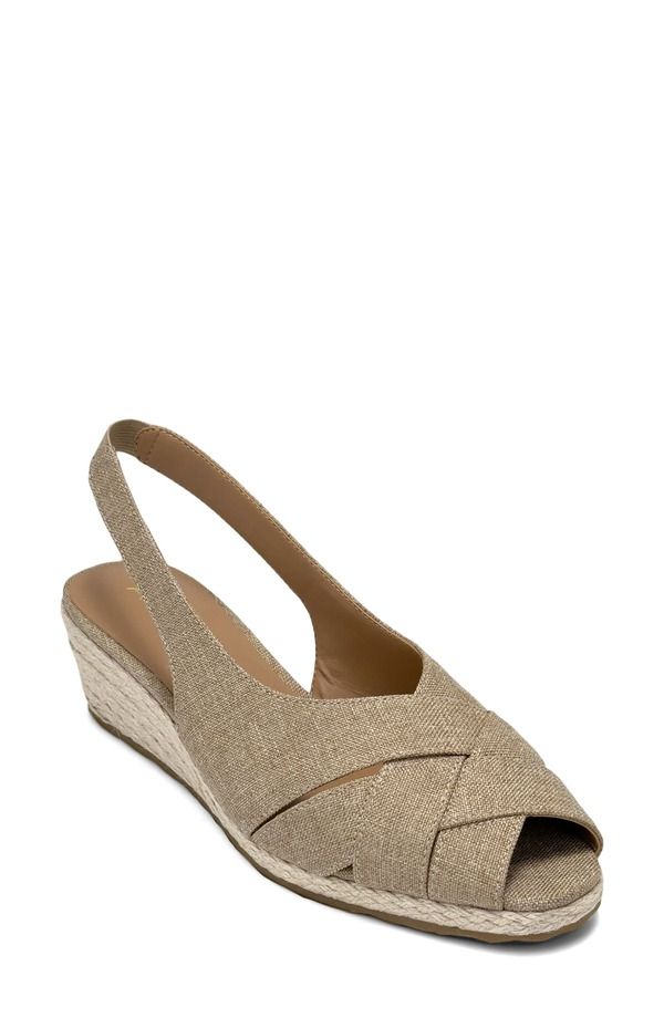 エアロソールズ レディース シューズ サンダル リネン Aerosoles Roberta Linen Slingback Espadrille Wedge Sandal Dark Linen