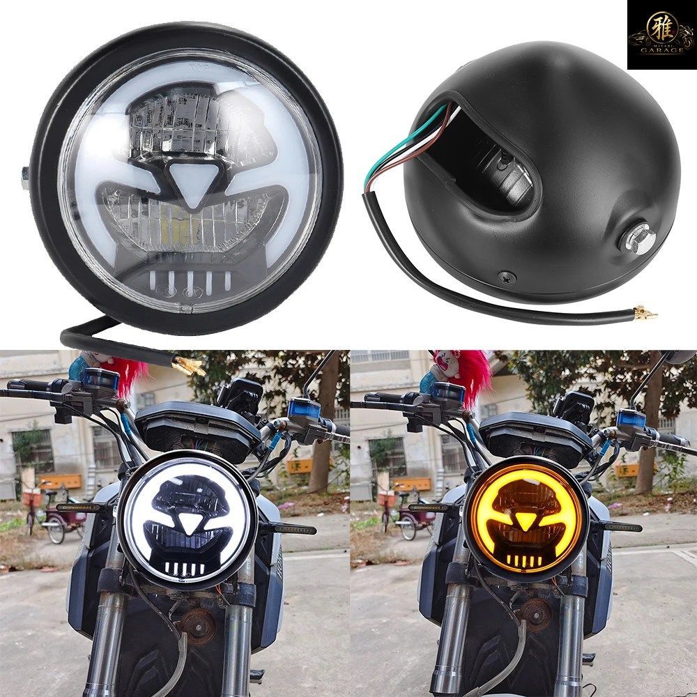 ビンテージバイク用 6.5インチ LEDヘッドライト ハイ/ロービーム ラウンドヘッドランプ ハーレー スポーツスター ソフテイル チョッパー カ