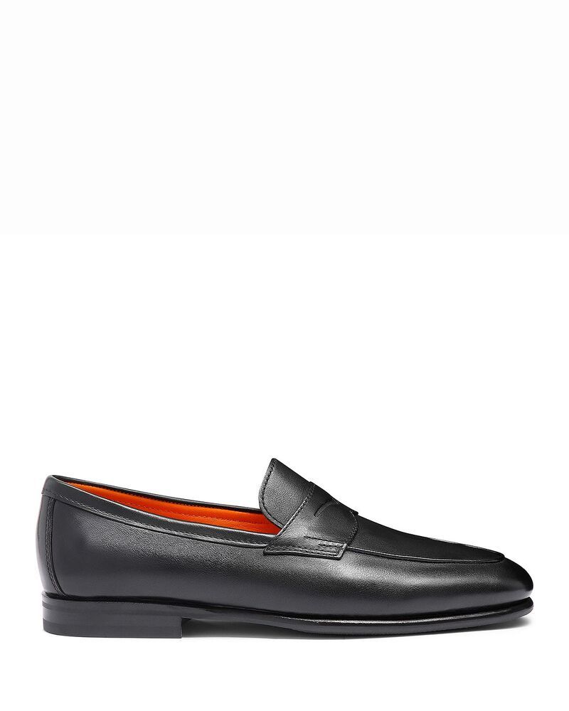 サントーニ メンズ シューズ スリッポン・ローファー レザー Santoni Mens Leather Loafers Black ブラック