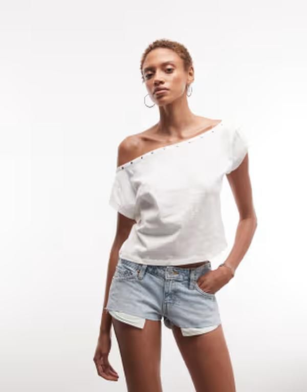 ウィークデイ レディース ボトムス ハーフパンツ・ショーツ ショートパンツ デニム Weekday lowaist denimicro shorts in light Dream blue ブルー