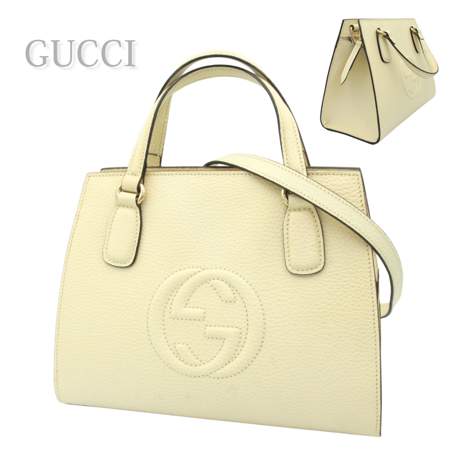 中古】GUCCI グッチ ソーホー 2WAYハンドバッグ レディース アイボリー 