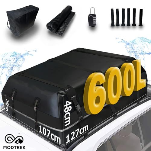 ルーフボックス ルーフバッグ 大容量 600L 防水 （ルーフレール不要） 高耐久素材 840D 収納バッグ付 滑り止めマット付 ダイアル錠付 カークリップ付 30日間返品対応（ブラック）【安心の日本企業】ルーフキャリア カーゴキャリアpms 854bad01