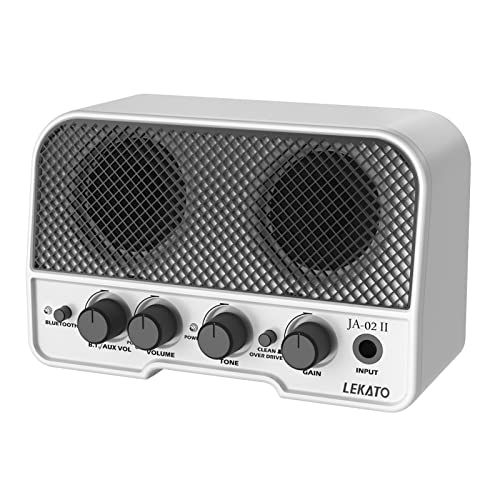 LEKATO ミニギターアンプ エレキギターアンプ 小型 2つサウンドチャンネル 充電式 5W Bluetooth 機能対応 ヘッドホンアンプ 技適認証済 AUX入力 自宅 練習用 日本語取扱説明書付き (ホワイト)pms 2275a569
