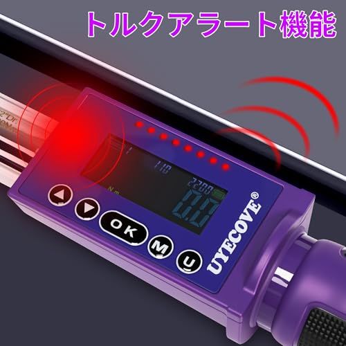 デジタルトルクレンチ 1/2インチ 12.7mm 11-220Nm 高精度±2% 大型LCD トルク数値プレセット 早い反応速度 3モード(ピーク/トラック/スルー) 5単位切替 データ保存500組 自動OFF&アラート 防錆 耐久設計 校正 159affed