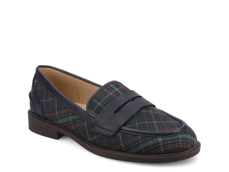 ジャーニー レディース シューズ スリッポン・ローファー JourneeBrooks Loafer NavyWhite Plaid ホワイト