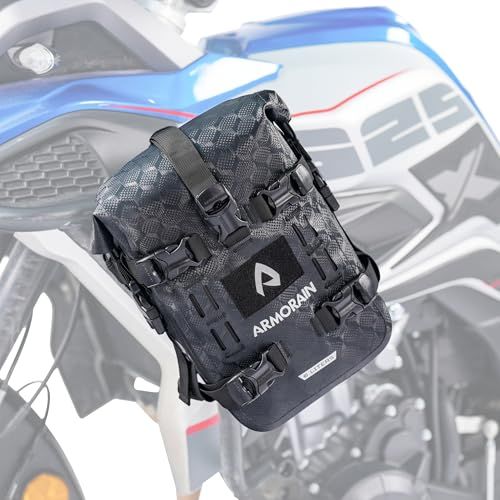バイク用クラッシュバーバッグ 防水 収納容量 6L/8L バンパーパック テールバッグ ユニバーサルモーターキット (6L Black Imitation Carbon Fiber)ts