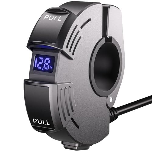 Kaedear(カエディア) バイク USB電源 防水 充電 電圧計 タイプ A/C 2ポート 出力 PD(30W)/QC3.0(22.5W) SAEコネクター DC12V 整備性の良いアダプター一体構造 スライド式キャップ 特許 クランプUSB KDR-ts