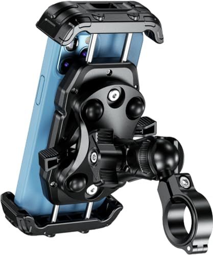 Kaedear(カエディア) バイク スマホホルダー 振動吸収 携帯ホルダー バイク用スマホホルダー ファイバー強化樹脂&アルミ ハンドル 原付 オートバイ 自転車/脱着操作性&開閉回数耐久バランス型/スマホ厚さ17mmまで/カメラ突き出し対応/サイドロッts