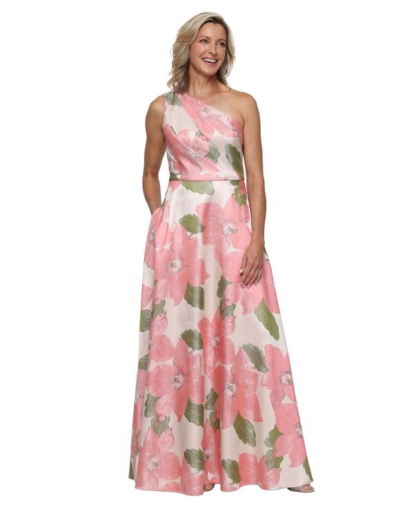 アレックスイブニングス レディース トップス ワンピース ワンショルダー Alex Evenings Womens OneShoulder Gown Coral Multi コーラル