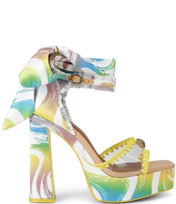 カートジェイガーロンドン レディース シューズ サンダル プラットフォーム プリント アンクル Kurt Geiger London Kurts Cabana Vinyl Printed Ankle