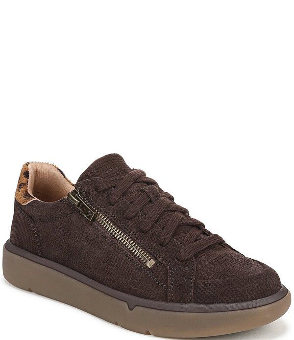 バイオニック レディース シューズ スニーカー コーデュロイ スエード Vionicity Walk Axs Corduroy Suede Side Zip Sneakers Chocolate チョ