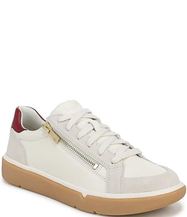 バイオニック レディース シューズ スニーカー スエード レザー Vionicity Walk Axs Leather and Suede Side Zip Sneakers Ivory アイボリー